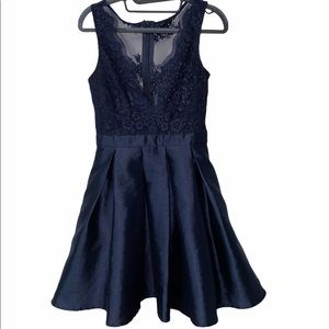 Soieblu mini prom dress lace scallop top cocktail